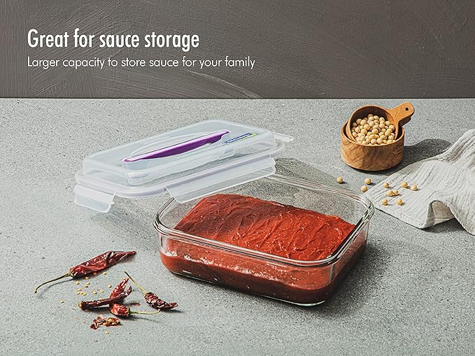 GLASSLOCK 91 Oz Glass Food Storage set of 2 – Large Capacity, Airtight & Leak-Proof, BPA Free Lid with Carry Handle, Microwave, Dishwasher, Fridge & Freezer Safe, Marinating, Sauce, Fruit Storage
