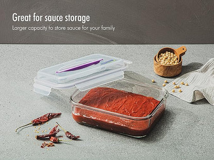 GLASSLOCK 91 Oz Glass Food Storage set of 2 – Large Capacity, Airtight & Leak-Proof, BPA Free Lid with Carry Handle, Microwave, Dishwasher, Fridge & Freezer Safe, Marinating, Sauce, Fruit Storage