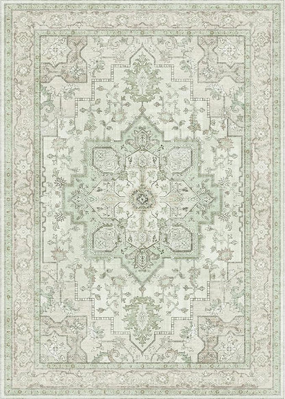 GENIMO 9x12 Runner Rugs for Hallway, Machine Washable Non Slip Vintage Rugs, Low Pile Lightweight Soft Print Rug for Enrtyway, Corridor, Home Office, Kitchen, Oat Light
