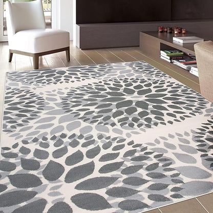 Rugshop Modern Floral Circles Design for Living Room,Bedroom,Home Office,Kitchen Non Shedding Area Rug 10' x 14' Gray