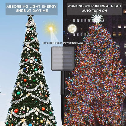 suddus 5 Colors Solar String Lights, Solar Christmas Lights Outdoor Waterproof with 8 Lighting Modes, Multi Colored 100LED Christmas String Lights for Indoor Patio Yard Trees Holiday Decoration