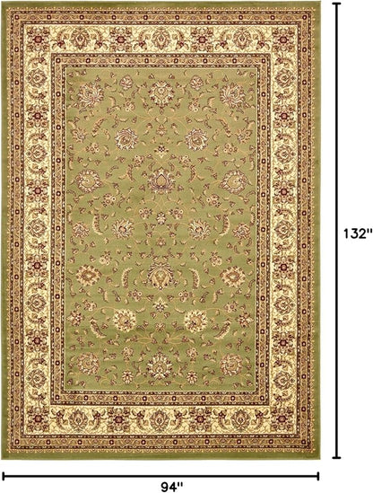 Rugs.com Aditi Collection Rug – 7' 10 x 11' Green Low Rug Perfect for Living Rooms, Large Dining Rooms, Open Floorplans