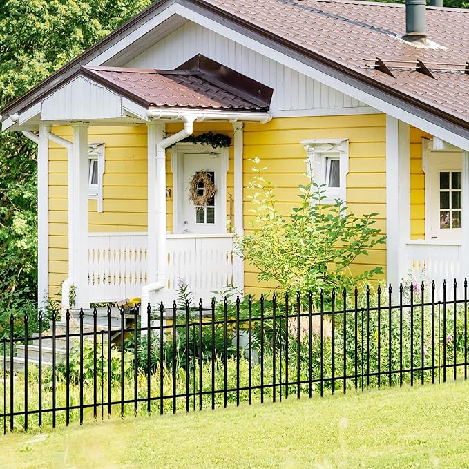ARIFARO Decorative Metal Garden Fence 24" high x 24" Wide 5 Pack, Animal Barrier for Dog Pet,Border Garden Fencing for Outdoor Patio Lawn Yard Flower Bed