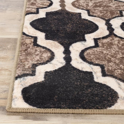 SUPERIOR Indoor Runner Area Rug for Kitchen, Bedroom, Living Room, Entryway, Hallway with Non-Slip Backing, Washable, Perfect for Hardwood Floors- Viking Modern Trellis Design, 2.7 ft. x 6 ft., Ivory
