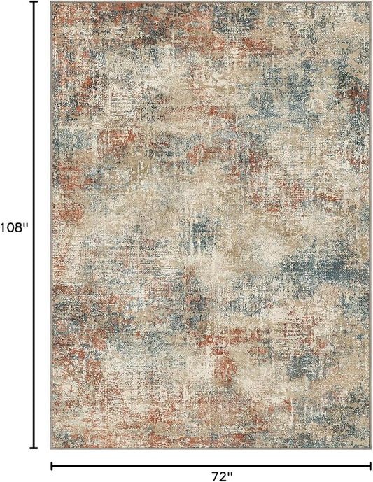GENIMO Washable Area Rugs for Living Room, 6x9 Modern Non Slip Rugs, Low Pile Lightweight Soft Print Rug for Bedroom, Dining Room, Home Office, Multi