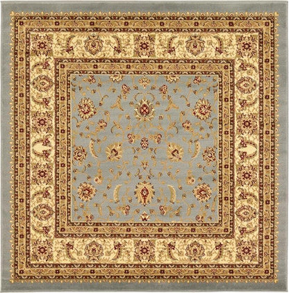 Rugs.com Aditi Collection Rug – 6' Square Light Blue Low Rug Perfect for Living Rooms, Kitchens, Entryways