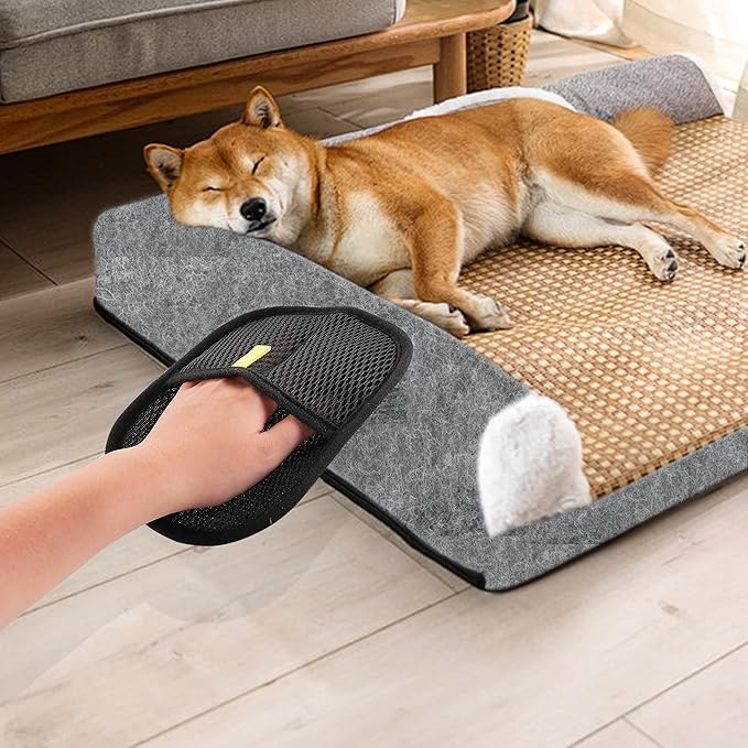 2 PCS Pet Hair Removal Gloves,Reusable Lint Roller for Furniture, Car, Clothes & Carpets ，Cat & Dog Hair Remover Tool with Ergonomic Grip