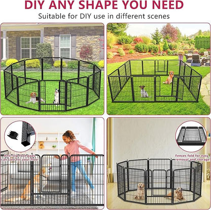 Dog Playpen 32" Height 16 Panels Portable Pet Fence Outdoor for Yard Indoor Dog Pen Outdoor for Medium/Small Animals, Large Pet Puppy Playpen Heavy Duty Pet Fence for RV Camping, Yard