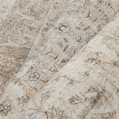Beige 2x6 Runner Rug Washable Hallway Vintage Carpet Low Pile Non Slip Distressed Soft Traditional Retro Oriental Long Accent Throw Rug for Kitchen Bedroom Laundry Bathroom Dining Room