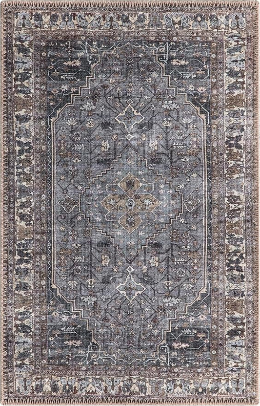 Keen Home Design 2x3 Rug - Machine Washable Entry Rug with Non-Slip Backing, Ideal for Enteryway, Kitchen, Bathroom, Laundry Room - Vintage, Easy Clean, Durable, Low Pile Rug - (2' x 3')