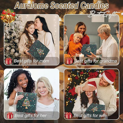 Christmas Scented Candles Gifts - Xmas Candle Gift Set for Women Men Aromatherapy Soy Wax Natural Small Festival Aroma Candle Gift 4 PCS 4.4 Oz for Mothers Day Birthday Diwali Teachers Girls
