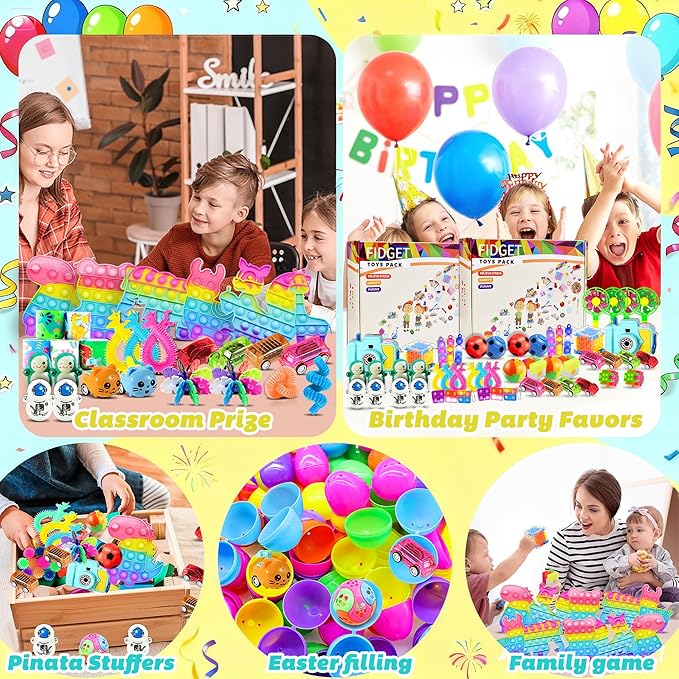 BicMan 2000pcs Party Favors Goodie Bags for Kids, Fidget Toys Pack, Stocking Pinata Stuffers, Birthday Gifts, Classroom Prize, Treasure Box, Carnival Prizes, Easter Eggs Fillers
