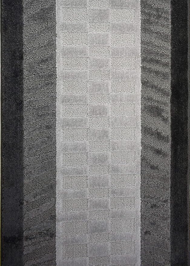 Custom Size Zebra Hallway Runner Rug Slip Resistant Rubber Back, 26 Inch Wide x Your Choice of Length Size, Anthracite, 26 Inch X 9 Feet, Sold and Priced Per Foot
