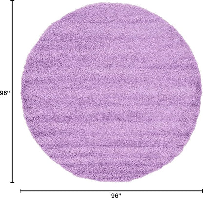 Unique Loom Solid Shag Collection Area Rug (8' Round, Lilac)