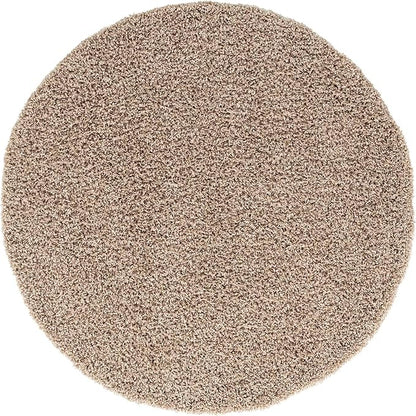 Unique Loom Solid Shag Collection Area Rug (5' 3" Round, Taupe)