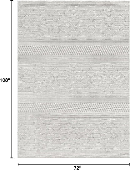 Beverly Rug Micro Loop Area Rug White 6x9 Modern Luxury Soft Boho Geometric Durable Indoor Area Rugs for Living Dining Room Office Stain Resistant Non Shedding Casual Indoor Carpet White 6 x 9