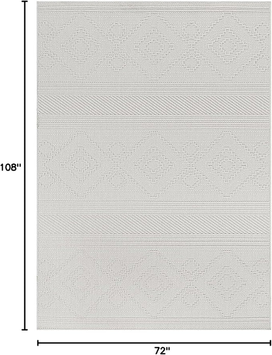 Beverly Rug Micro Loop Area Rug White 6x9 Modern Luxury Soft Boho Geometric Durable Indoor Area Rugs for Living Dining Room Office Stain Resistant Non Shedding Casual Indoor Carpet White 6 x 9