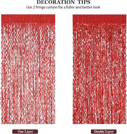 3 Pack Red Backdrop Curtain - CYLMFC 3.3 ft x 6.6 ft Foil Backdrop Curtain Streamers Birthday Decorations for Birthday Party Christmas Graduation Decor