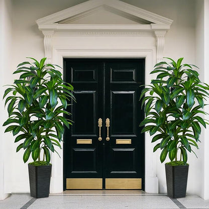 Artificial Dracaena Plant 5FT Tall - Fake Tree with Black Planter - Faux Yucca Tall Fake Floor Plant in Pot - Artificial Trees for Home Bedroom Office Indoor Living Room Decoration