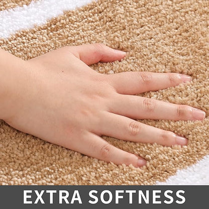 COSY HOMEER Extra Thick Bath Rugs - Anti-Slip Bath Linen Sets Mats Soft Plush 100% Strong Polyester Mat Living Room Bathroom Water Absorbent(Beige,17x27 - Inches)