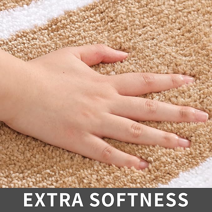 COSY HOMEER Extra Thick Bath Rugs - Anti-Slip Bath Linen Sets Mats Soft Plush 100% Strong Polyester Living Room Bathroom Water Absorbent(Beige,20x32 - Inches)