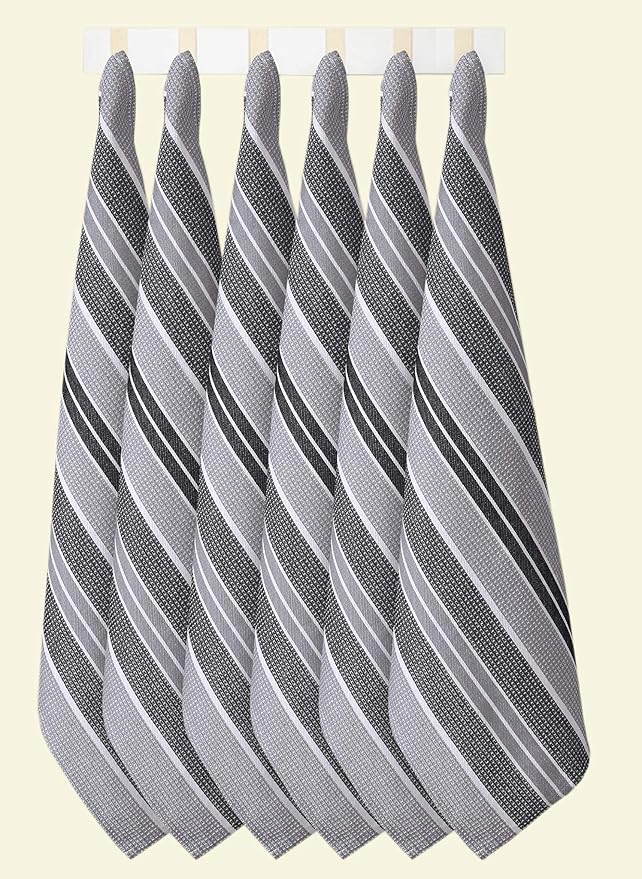 Goroly Home Kitchen Towels 18x28 Inch, Set of 6, Honey Comb Design, Super Absorbent, Quick Dry, Soft, 100% Cotton Dish Towels for Wiping Hands, Drying Dishes, Cleaning Dishcloths Set - Black Grey