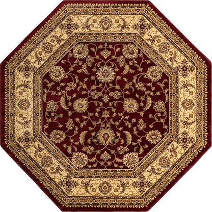 Rugs.com Aditi Collection Rug – 8' Octagon Red Low Rug Perfect for Living Rooms, Kitchens, Entryways