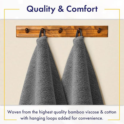 Ultra Soft & Plush Viscose from Bamboo Bath Sheets - 700 GSM Pack of 2 - Extra Large 70x35 in - Super Absorbent & Quick Drying (Granite Grey)