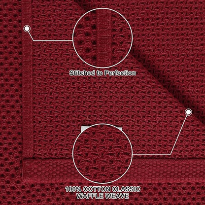 Homaxy 100% Cotton Kitchen Towels and Dishcloths Set, 12 x 12 Inches and 13 x 28 Inches, Set of 12 Bulk Kitchen Towels Set, Ultra Soft Absorbent Dish Cloths for Washing Dishes, Burgundy