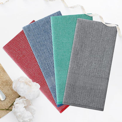 Homaxy Premium Kitchen Towels(18”x 28”, 6 Pack), Large Cotton Kitchen Hand Towels, Flat and Terry Dish Towels, 380 GSM Highly Absorbent Tea Towel Set with Hanging Loop, Grey/Red/Green