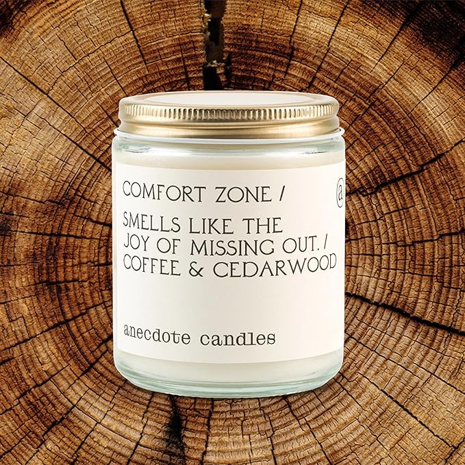 Anecdote Candles 'Comfort Zone' Coconut Soy Wax Candle Jar | Premium Hand Poured & Long Burning |Coffee & Cedarwood Scent | Phthalate-Free | for Home, Office, Gift - 7.8 Oz