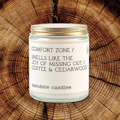 Anecdote Candles 'Comfort Zone' Coconut Soy Wax Candle Jar | Premium Hand Poured & Long Burning |Coffee & Cedarwood Scent | Phthalate-Free | for Home, Office, Gift - 7.8 Oz