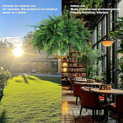 QIANYUN Fake Outdoor Plants-30inch Artificial Ferns UV Resistant Fake Ferns for Bedroom Living Room Garden Outdoor Indoor Decor- Including Planters (Green-03)