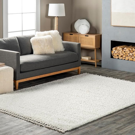 nuLOOM Neva Modern Tasseled Shag Area Rug, 9x12, Ivory