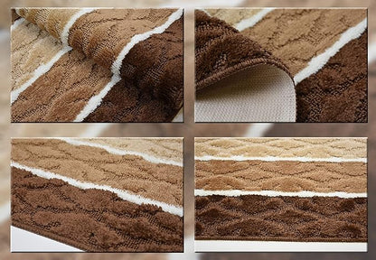 Custom Size Damask Hallway Runner Rug Slip Resistant, 26 Inch Wide x Your Choice of Length Size, Brown, 26 Inch X 9 Feet, Sold and Priced Per Foot
