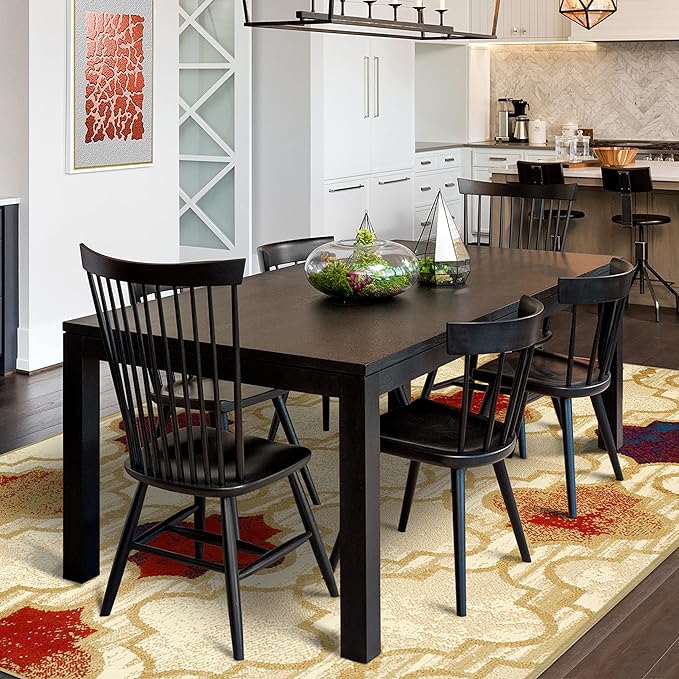 Superior Indoor Large Area Rug, Jute Backed, Perfect for Living/ Dining Room, Bedroom, Office, Kitchen, Entryway, Modern Geometric Trellis Floor Decor, Viking Collection, 5' x 8', Beige