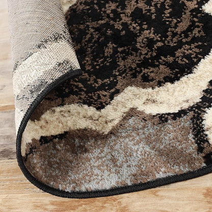 Superior Indoor Large Area Rug, Jute Backed, Perfect for Living/ Dining Room, Bedroom, Office, Kitchen, Entryway, Modern Geometric Trellis Floor Decor, Viking Collection, 5' Round, Chocolate
