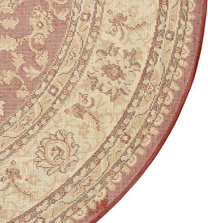 Rugs.com Aditi Collection Rug – 7' 10 Round Red Low Rug Perfect for Kitchens, Dining Rooms