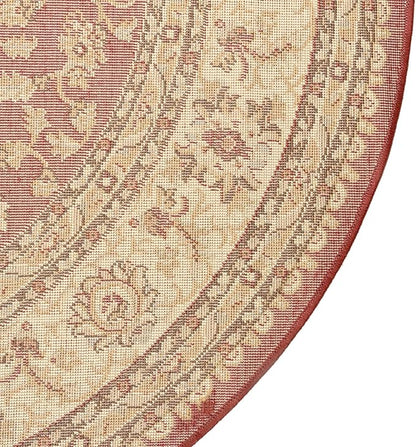 Rugs.com Aditi Collection Rug – 7' 10 Round Red Low Rug Perfect for Kitchens, Dining Rooms