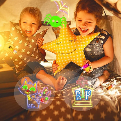 24PCS Halloween Neon theme Party Favors-LED Finger Lights：Glow-in-the-Dark Light-Up Toys Bulk for Kids Boys Girls,Trick or Treat Non Candy Gifts, Halloween Goodie Bag Stuffers, Classroom Prizes Gifts