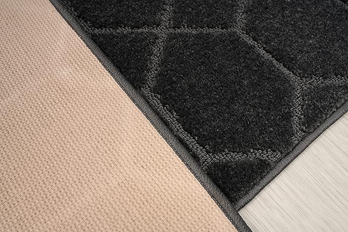 Custom Size Hallway Carpet Runner Rug, Slip Resistant, 31 Inch Wide X Your Choice of Length, Trellis Anthracite, 31 Inch X 32 feet
