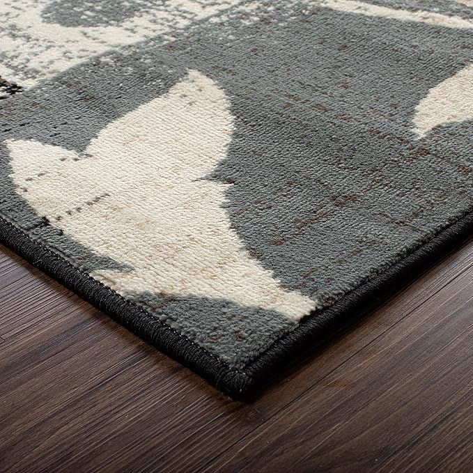 Superior Indoor Area Runner, Jute Backed, Perfect for Hallway, Entryway, Office, Living/ Dining Room, Bedroom, Kitchen, Floor, Modern Floral Decor, Pastiche Collection, 2' 7" x 8', Beige