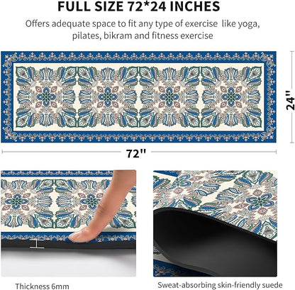 nuveti Yoga Mat Print Extra Thick TPE Non Slip Fitness Exercise Mat with Carrying Bag,72"x24" Extra Thick 6MM Exercise & Workout Mat for Yoga, Pilates Fitness and Floor Exercises