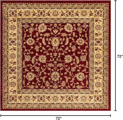 Rugs.com Aditi Collection Rug – 6' Square Red Low Rug Perfect for Living Rooms, Kitchens, Entryways
