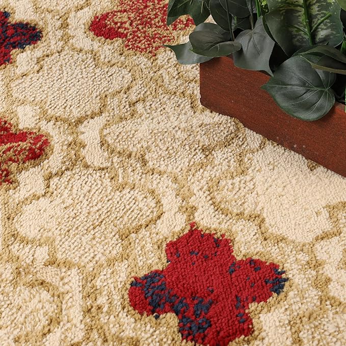 Superior Indoor Large Area Rug, Jute Backed, Perfect for Living/ Dining Room, Bedroom, Office, Kitchen, Entryway, Modern Geometric Trellis Floor Decor, Viking Collection, 5' x 8', Beige