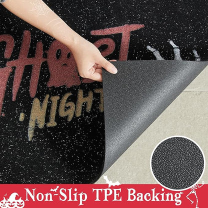 Halloween Door Mat, Halloween Doormat Outdoor Front Door Entrance Absorbent Entry Mat with Non Slip Backing, 17''x30'', Skeleton Hands Black