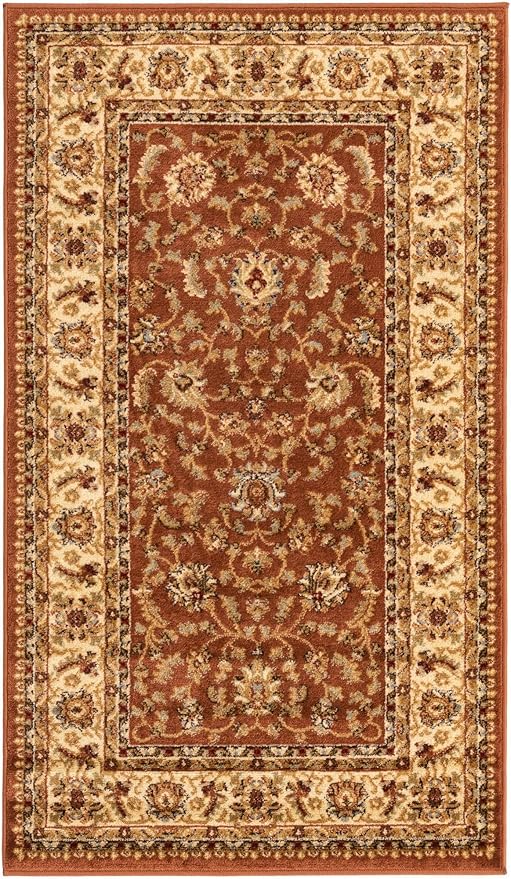 Rugs.com Aditi Collection Rug – 3' 3 x 5' 3 Brick Red Low Rug Perfect for Living Rooms, Large Dining Rooms, Open Floorplans