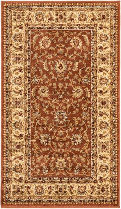 Rugs.com Aditi Collection Rug – 3' 3 x 5' 3 Brick Red Low Rug Perfect for Living Rooms, Large Dining Rooms, Open Floorplans
