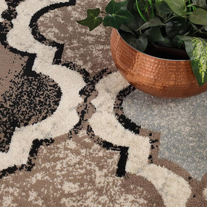 Superior Indoor Large Area Rug, Jute Backed, Perfect for Living/Dining Room, Bedroom, Office, Kitchen, Entryway, Modern Geometric Trellis Floor Decor, Viking Collection, 5' Round, Ivory