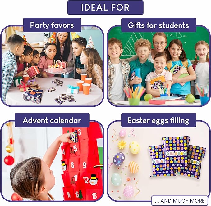 BONNYCO 4 in a Row Pack of 16 Birthday Party Favors for Kids Age 5-12. Classroom Prizes for Students, Bulk Gifts, Mini Travel Board Games and Toys, Goodie Bags and Pinata Stuffers